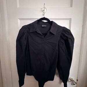 DANIELLE BERNSTEIN Black Puff Sleeve Blouse